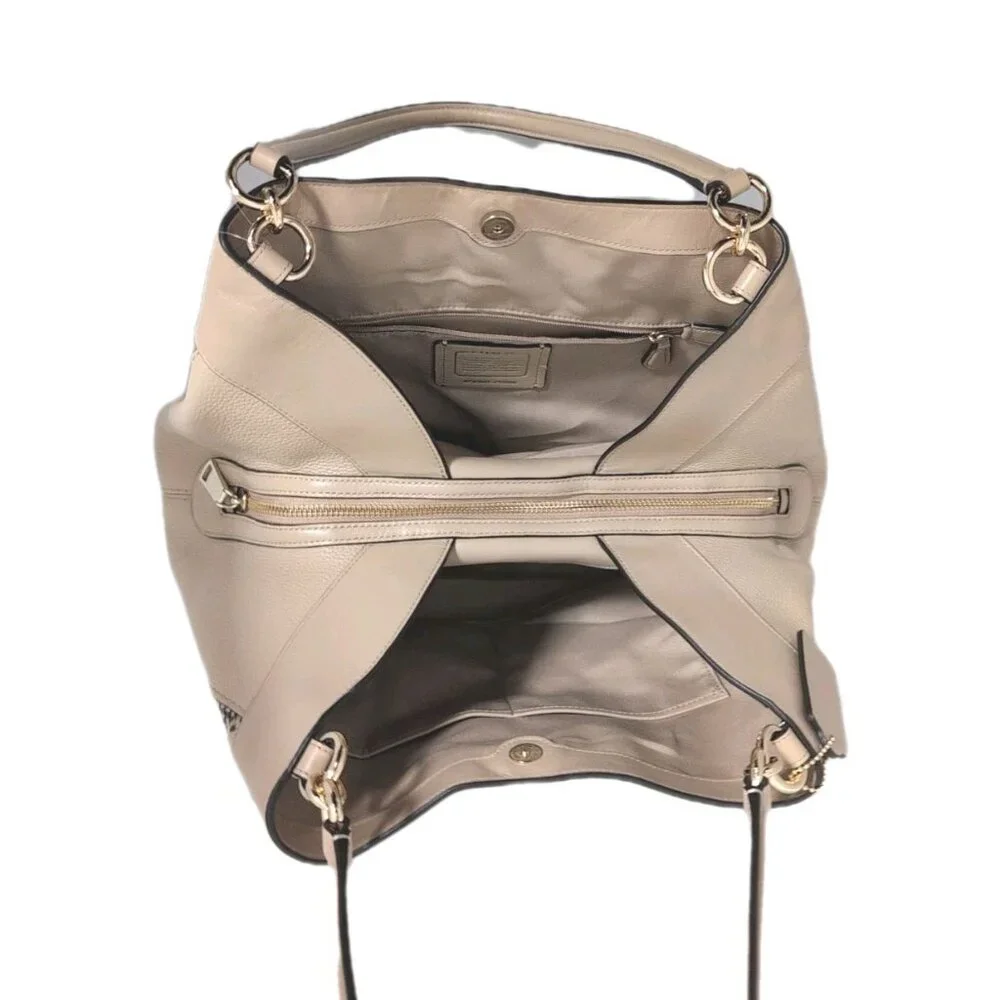Coach‎ Leather Snakeskin Patchwork Lexy Shoulder Bag Beechwood Beige - New